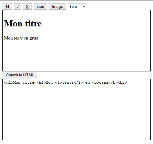 Affichage du code HTML